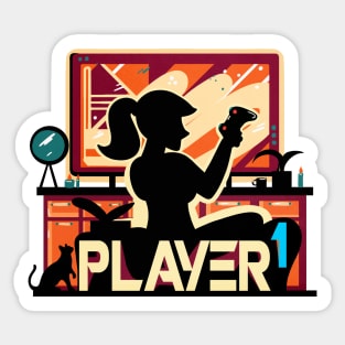 Player One Girlfriend Couple Matching Video Game Sticker